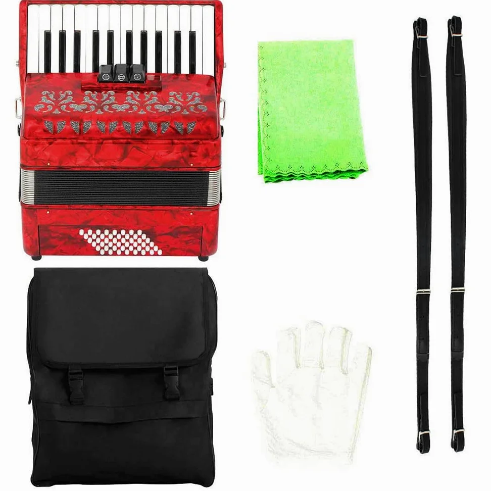 Fisarmonica A 26 Tasti E 48 Bassi, Strumento A Molla for L'allenamento del Ritmo con Tastiera A Mano, Suono Morbido E Affascinante, con Tracolla E Zaino for Fisarmonica