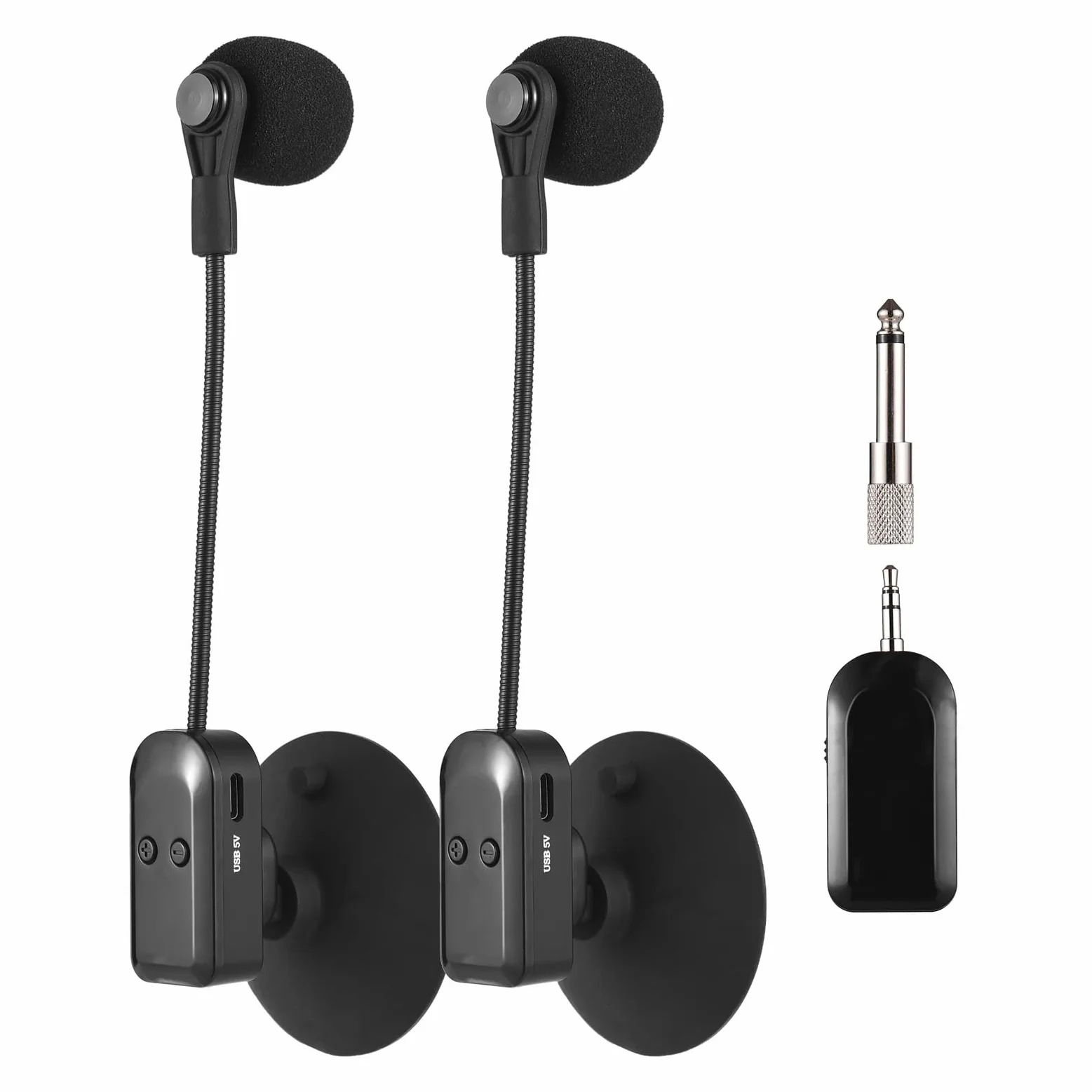 Ricevitore Microfono Wireless per Strumenti 2.4G con Ventosa Staccabile per Chitarra,Violino,Violoncello,Fisarmonica,Altoparlanti,Amplificatore vocale,Microfono per riduzione del Rumore dal
