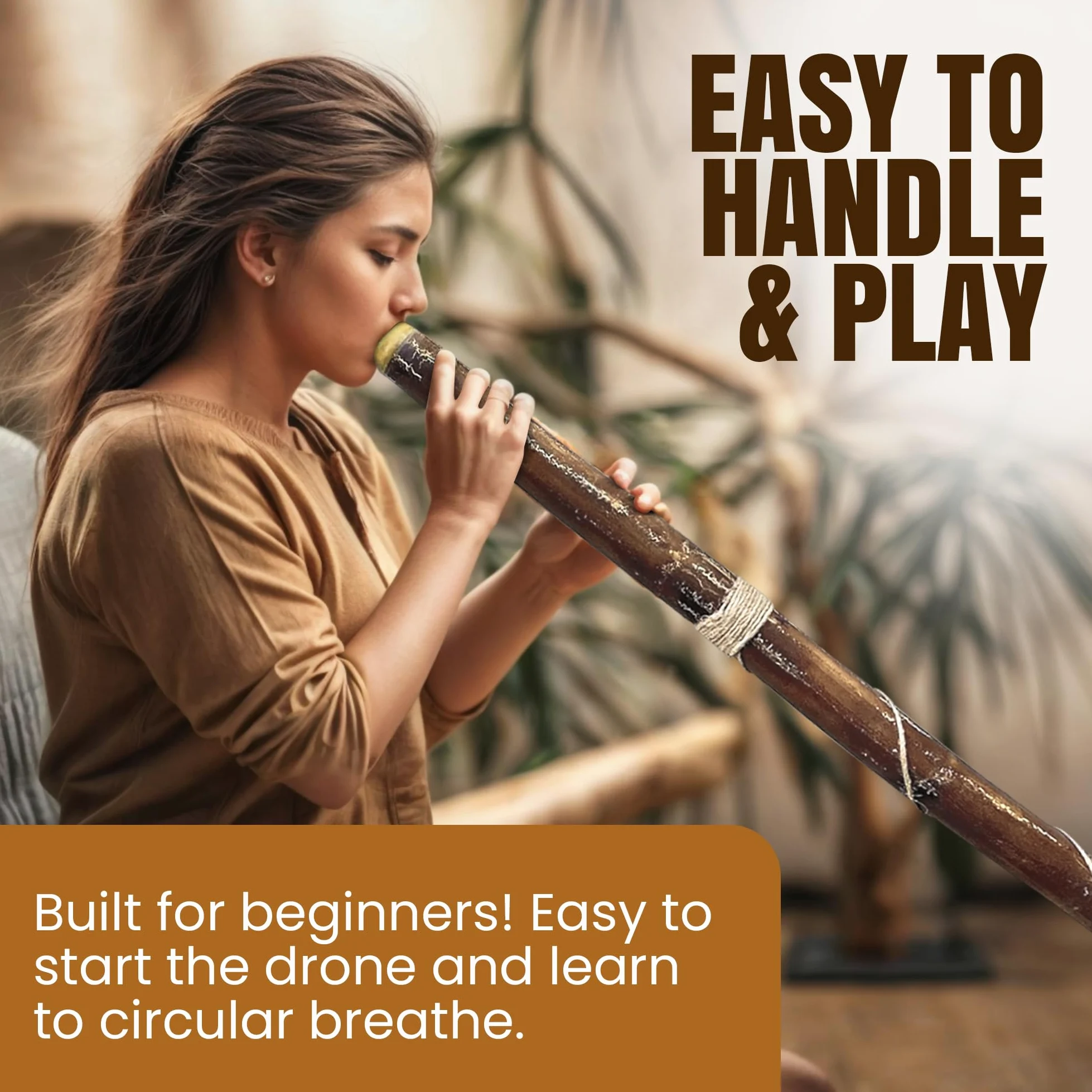 World Percussion USA - Moderno didgeridoo realizzato a mano, con bocchino in cera d’api, facile da suonare -