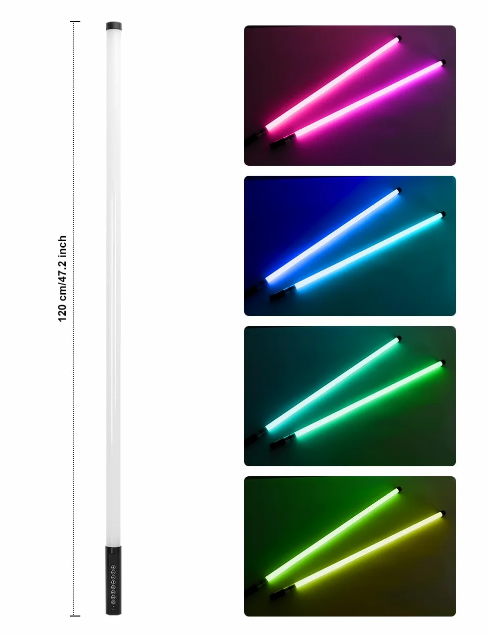 Barra di Luci a Tubo LED RGB da 4 Piedi con Supporto, Borsa di Trasporto, Batteria da 5000mAh, 500+ Effetti di Illuminazione, Sincronizzazione Musicale per DJ, Festa, Matrimonio, Danza, Video