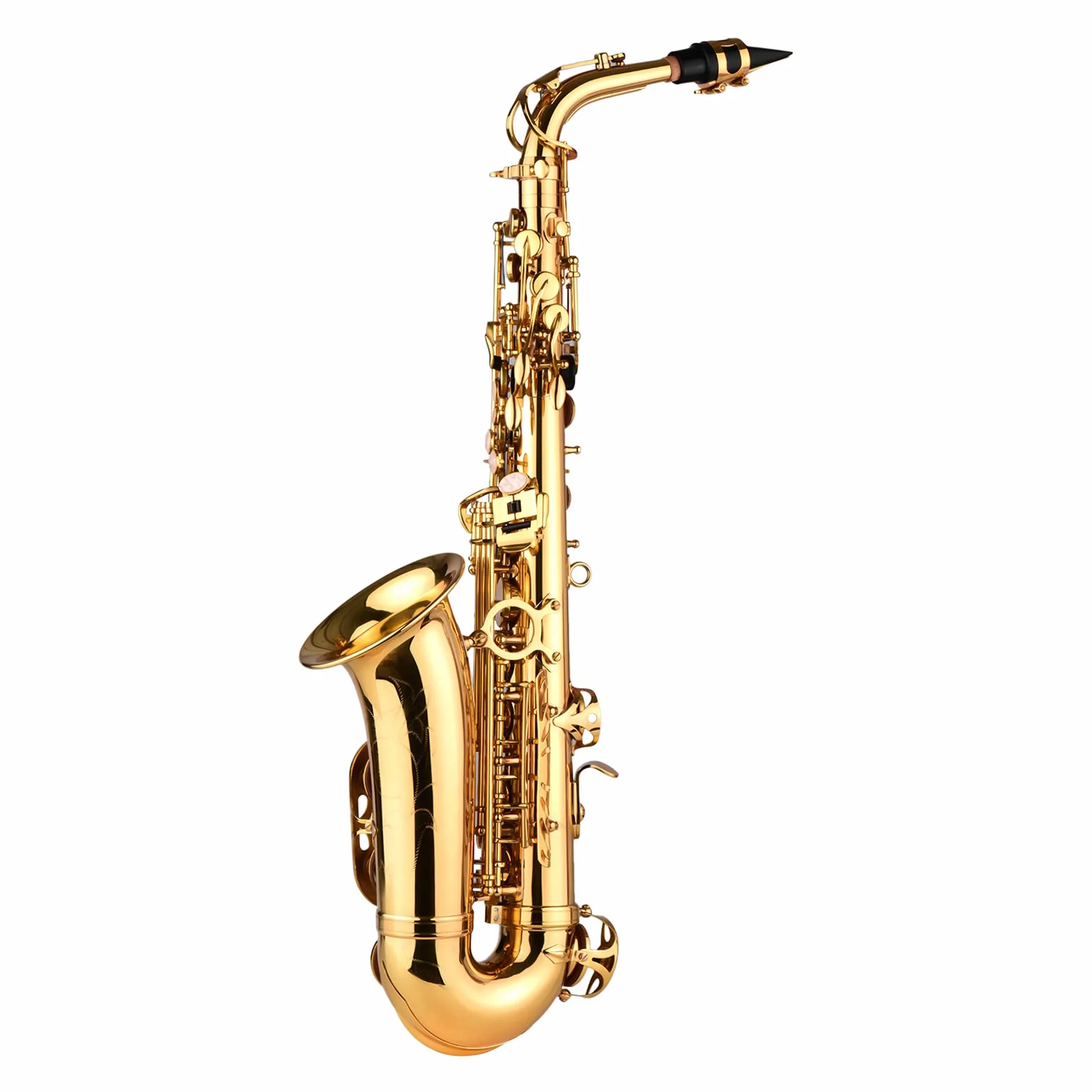 Sax Alto AS200 EB Sassofono Contralto Ottone Laccato Sax Alto Strumento a fiato con Custodia Guanti Cinghie Panno di Pulizia Spazzola