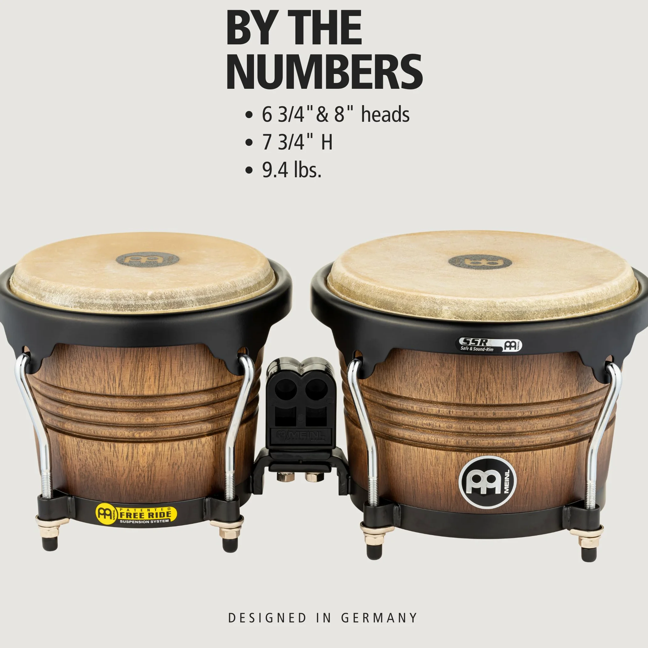 Meinl FreeRide Bongos FWB190ATB-M, 6-3/4"+8" - Bongo