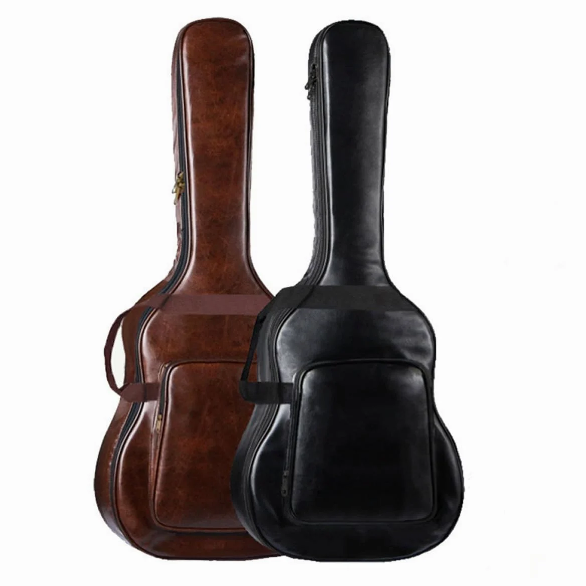 GALPADA Borsa per Chitarra Acustica 40/41 Pollici Pu Nera Doppia Tracolla | Modello Portatile, Design Ergonomico, Tasca Esterna Ampia, Adatta a Esibizioni All'aperto e Training