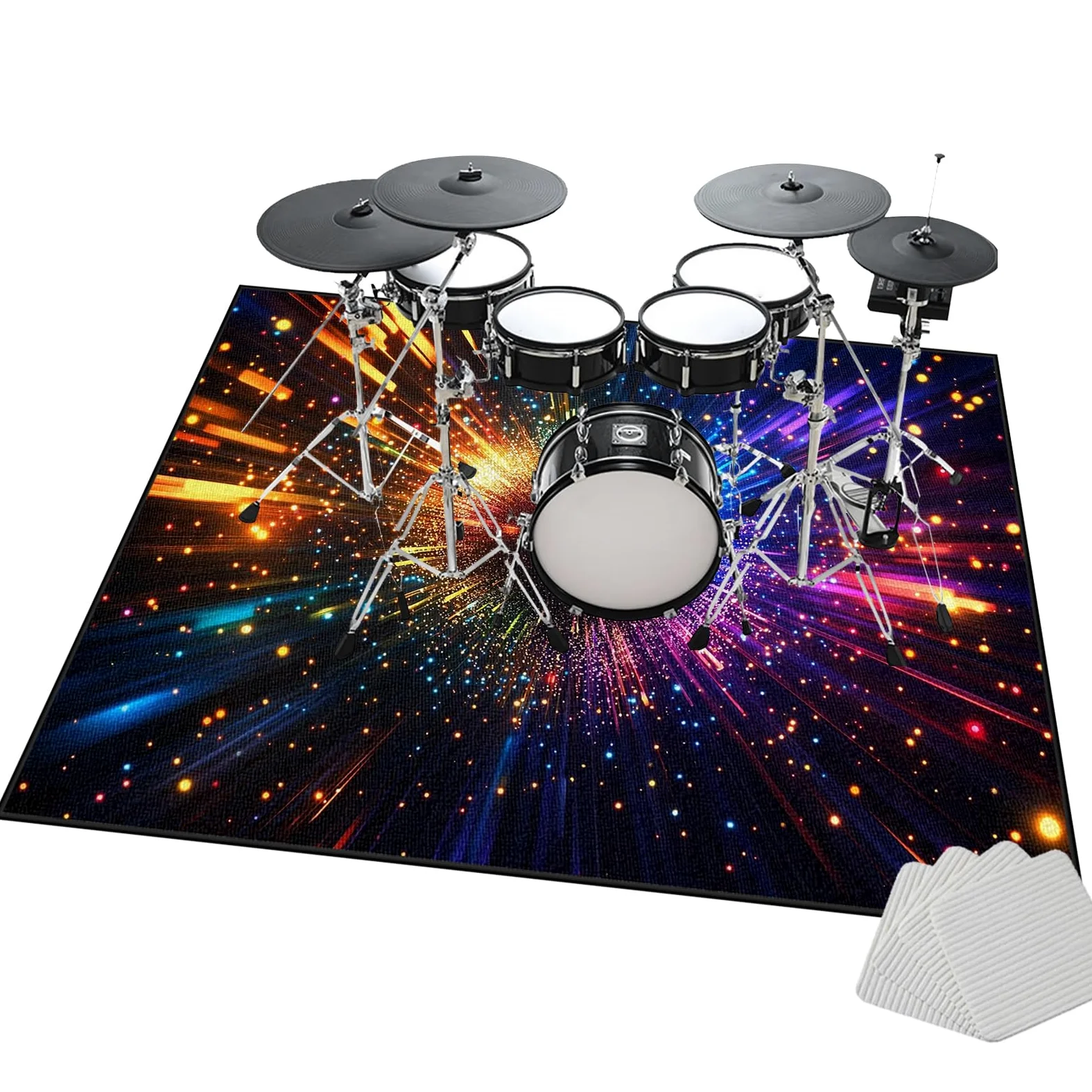 Tappetino per Batteria Elettronica, Tappeto Batteria Insonorizzato, Drum Carpet per Rullante Grancassa Tamburo Jazz Batteria, Tappetini Strumenti Musicali 180 x 140 cm