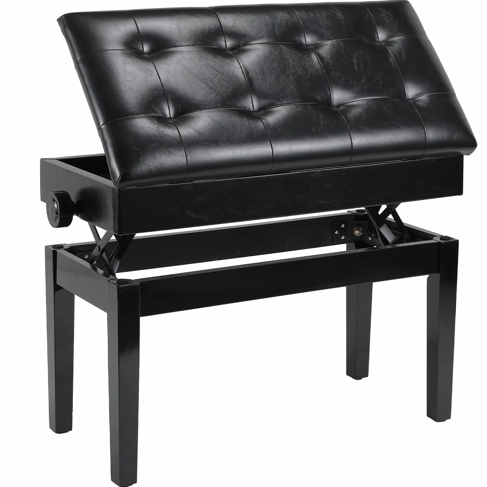 Clevich Sgabello per Pianoforte, Regolabile in Altezza, Panca Pianoforte con Cuscino in Pelle PU, Sedia per Pianoforte Heavy Duty, Portata Fino a 200 KG, Nero