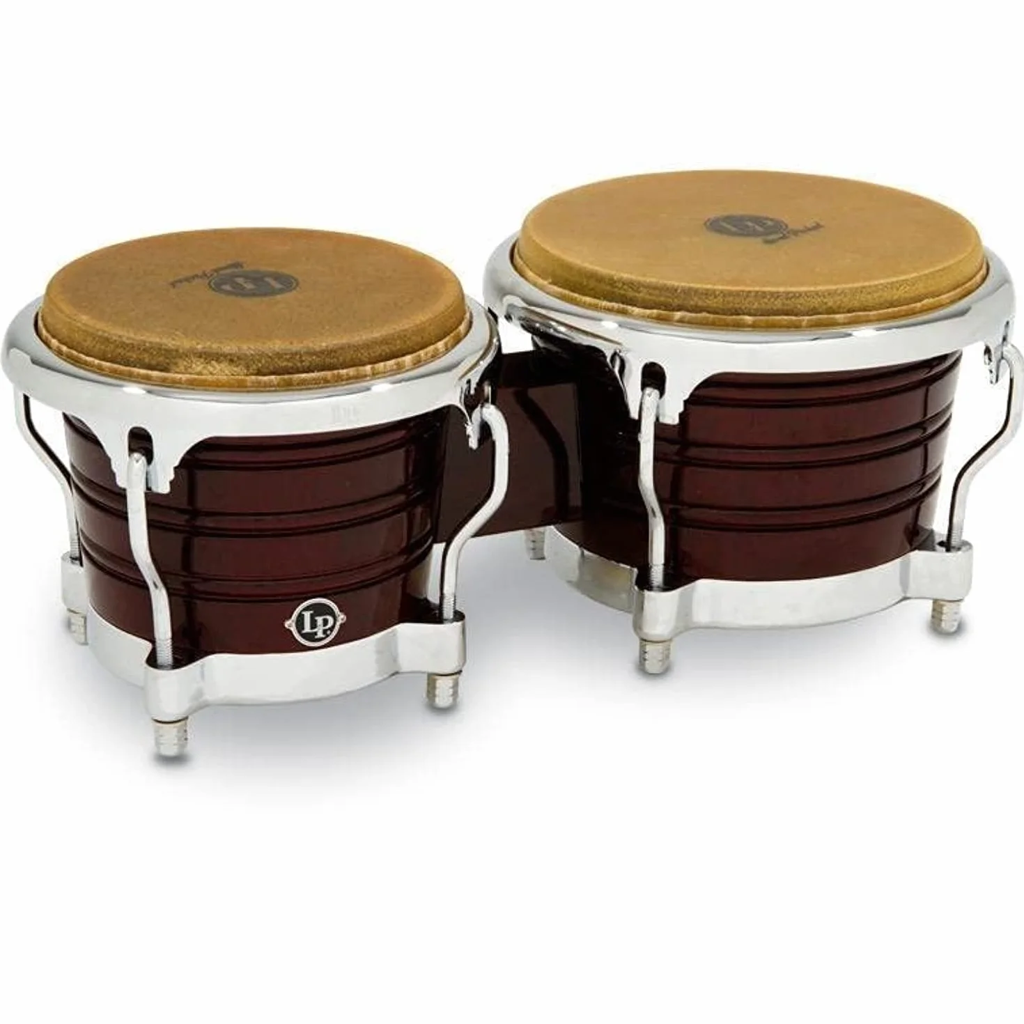 LP Latin Percussion LP813606 Bongo Generazione II, Legno Scuro, Hardware Cromato LP201AX-2DW