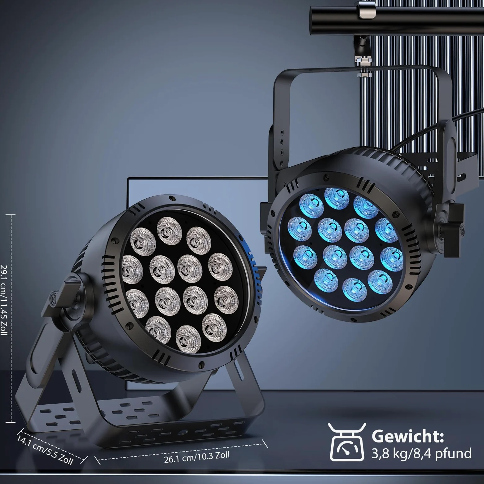 2PCS 210W Par LED IP65, RGBW 14 LED Luce Scena Impermeabili Controllo D MX 4/9CH, Dimmer 0-100% illuminazione da palco per Discoteca show Festa Scena Performance nei Giorni di Pioggia