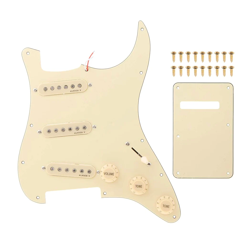 1 set di pickup cablati con piastra posteriore fai da te per chitarra Strat E