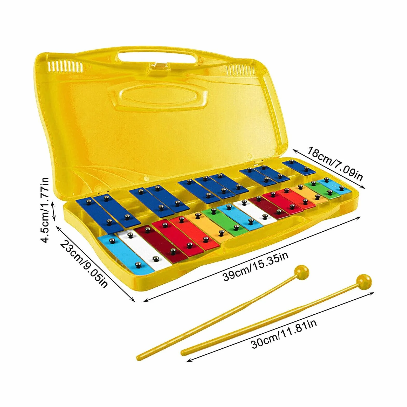 Generico Glockenspiel per Bambini in Metallo, Professionale, in Metallo da 25 Note per Bambini, Strumento di Illuminazione Musicale in Materiale di Alluminio per Pasqua, Ringraziamento, Vacanze
