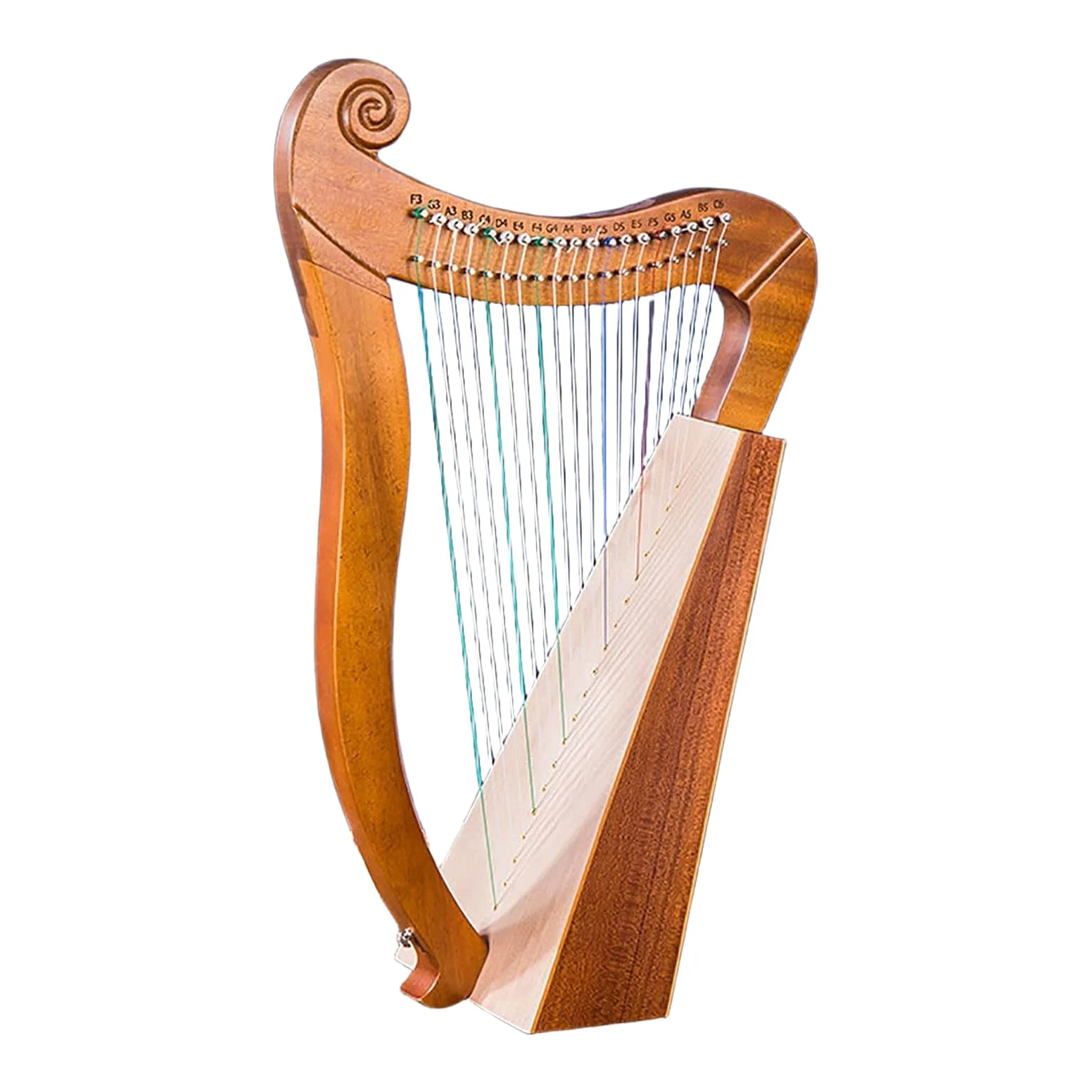 Lira in legno a 19 corde, in mogano massiccio, con chiave per accordatura e custodia, strumento musicale perfetto per principianti e amanti della musica