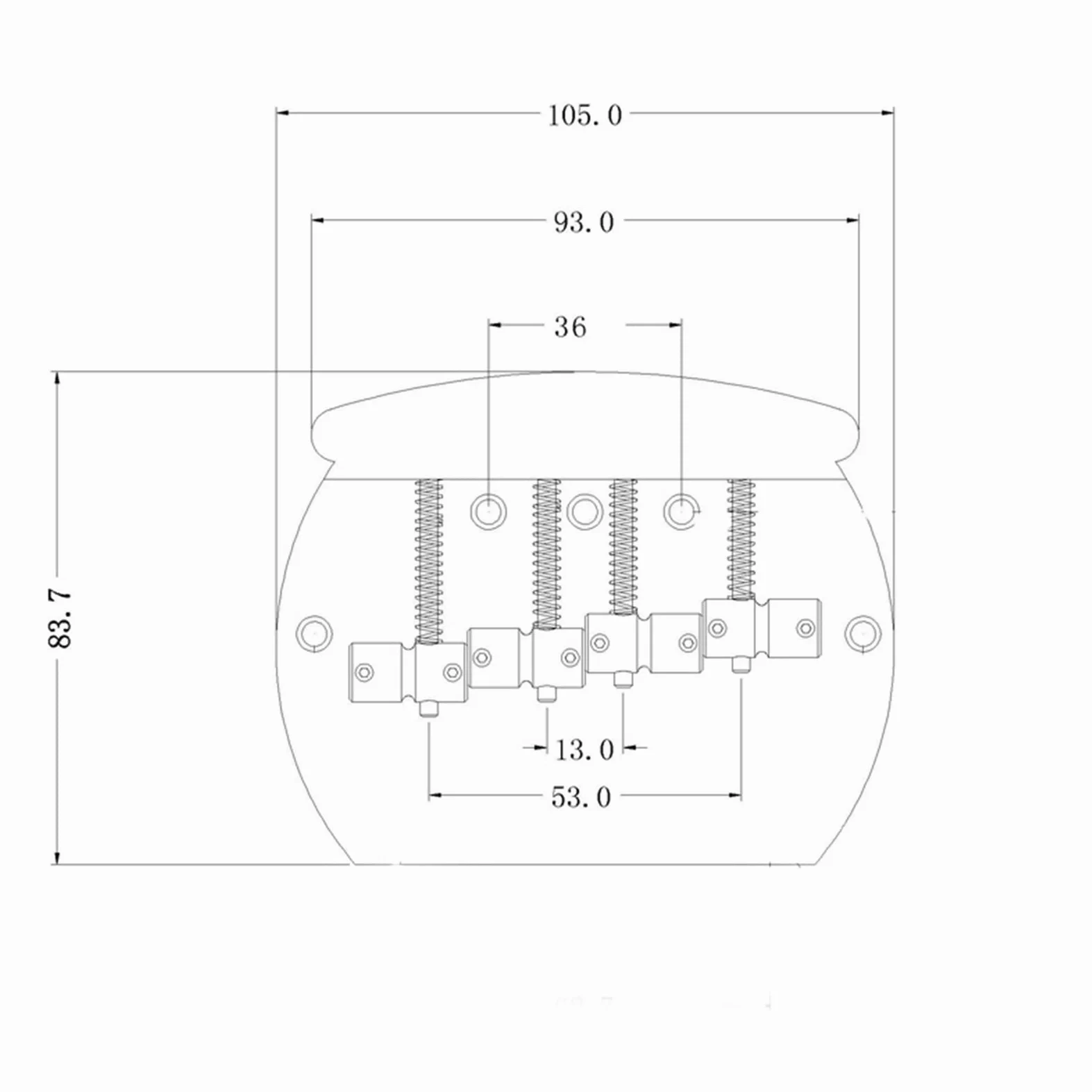 Parti di ricambio chitarra Bass Bridge Heavy Ponte Per Basso Curvo A 4 Corde Per Basso Elettrico Cromato