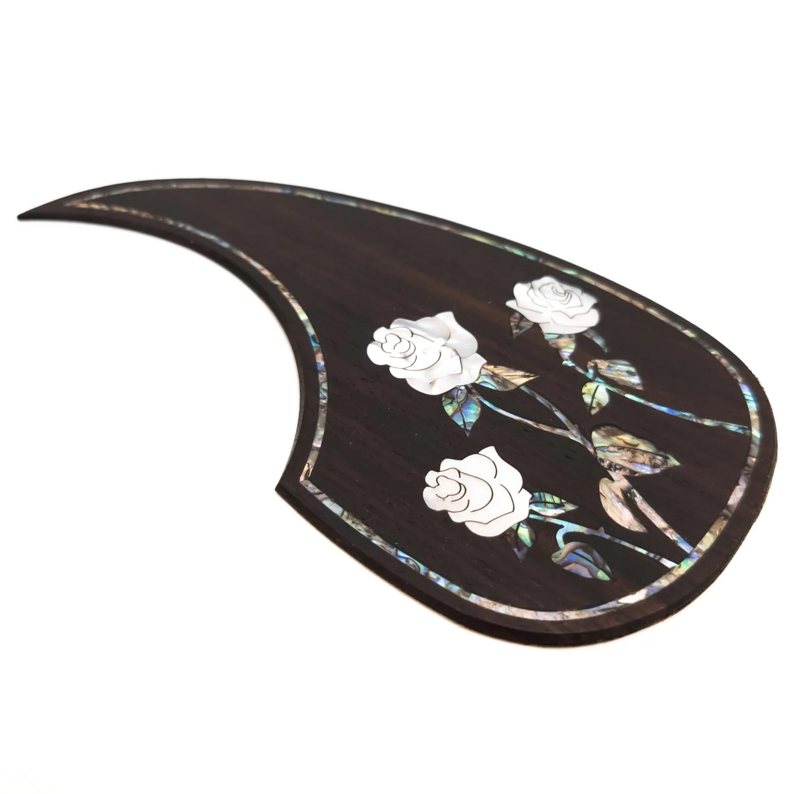 Battipenna per chitarra acustica in legno massello con intarsio in abalone e rosa Whisper autoadesivo per Martin D-45, adatto alla maggior parte dei modelli da 101,4 a 104 cm, per modelli da 91,4 cm