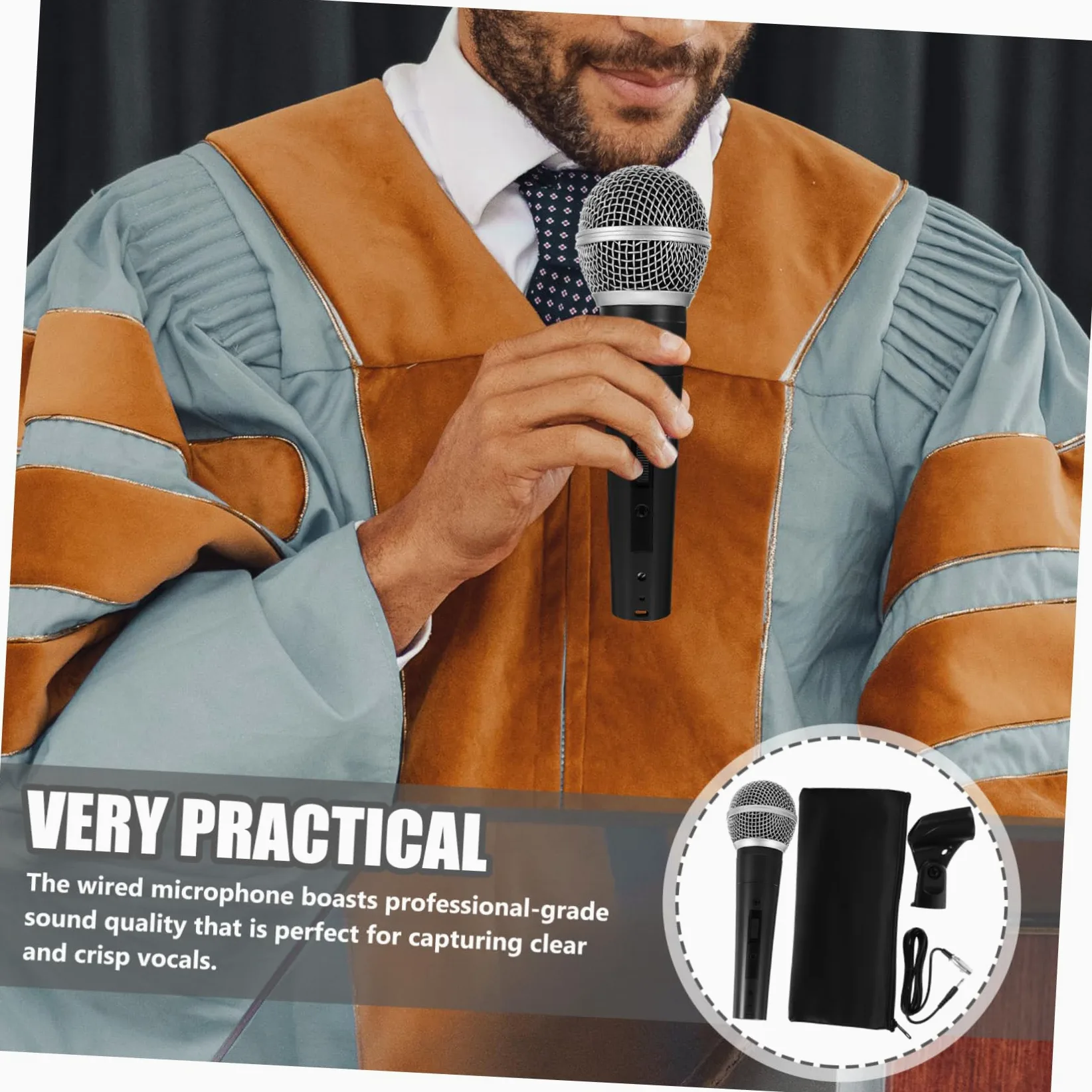 YARNOW Microfono Dinamico con Cavo Nero Microfono Professionale per Cantare e Registrare con Costruzione Resistente e Design Classico per Performance e Speaker