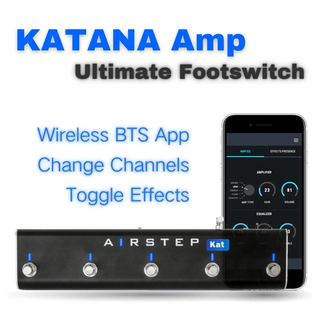 XSONIC Airstep Kat Edition KATANA MkII & I Pedal with 5 Pedals, 2 Control Modes, Modify Audio Amp with BTS App for iOS and Android, Wireless