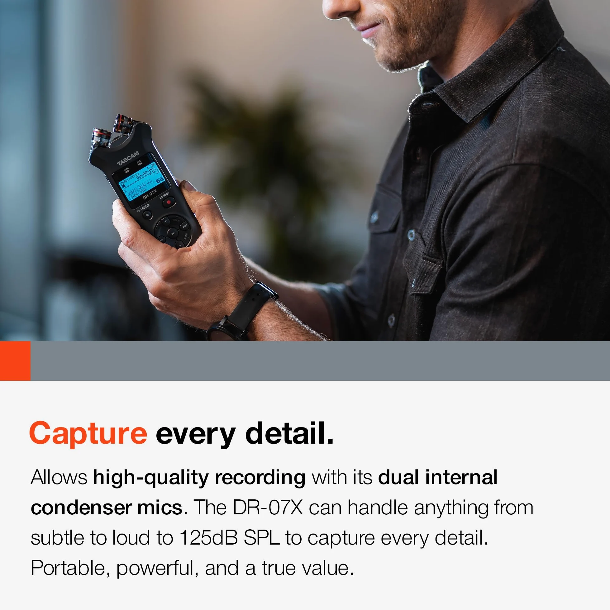 Tascam Registratore audio digitale portatile stereo DR-07X e interfaccia audio USB
