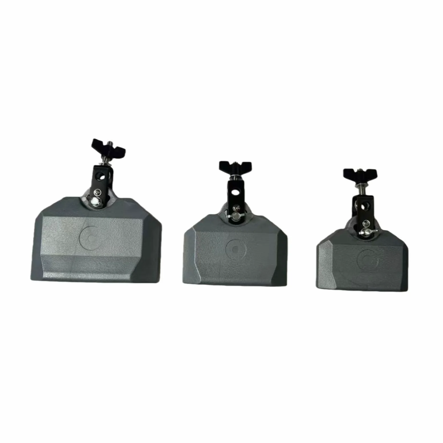 F Fityle Set di blocchi per percussioni musicali con campanaccio da 4", 5" e 6" con supporto per batteria, per esibizioni in festival, Grigio
