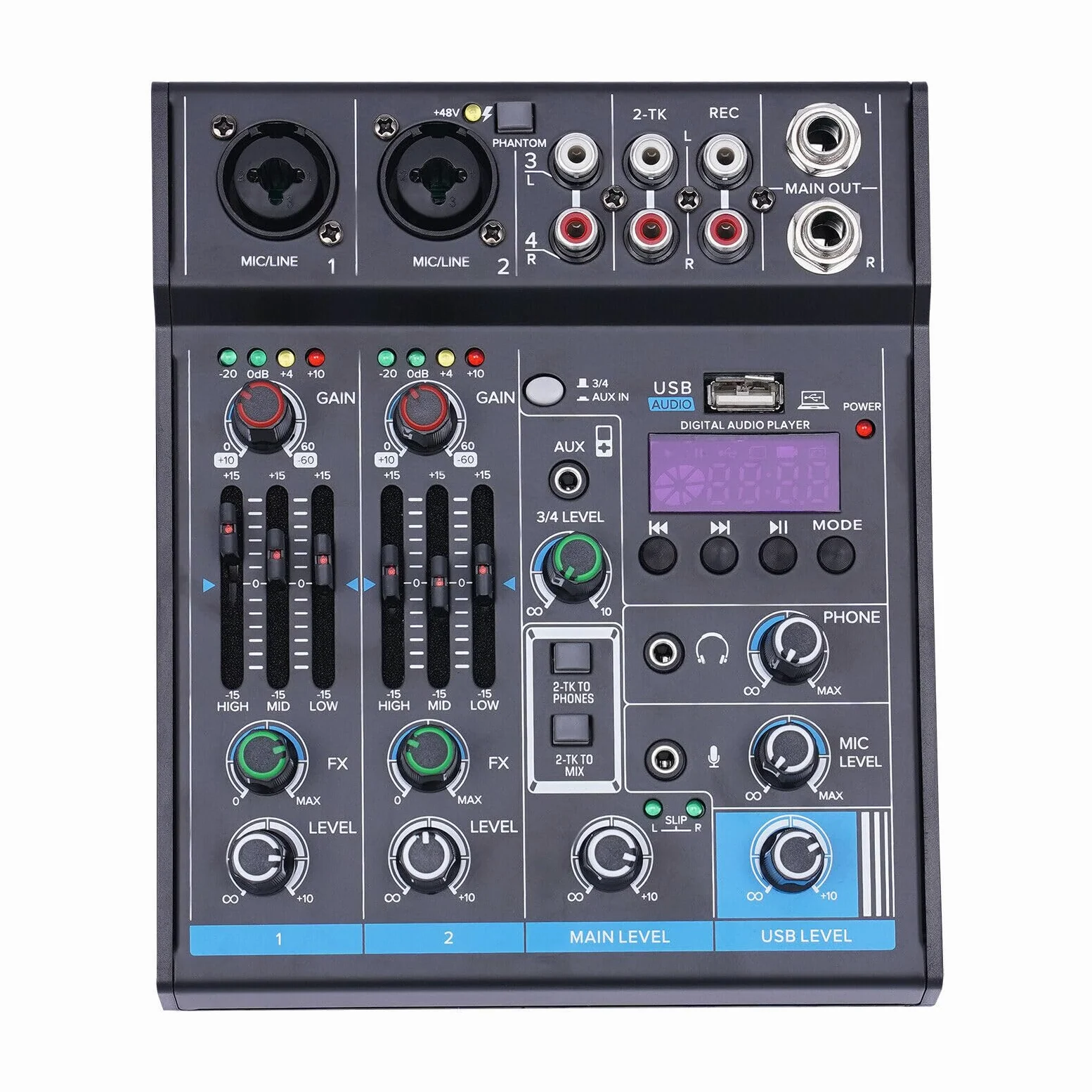 Mixer audio a 4 canali, mixer Bluetooth USB Live Studio Audio Mixer Console DJ Soundboard, mixer audio professionale per registrazioni, streaming live