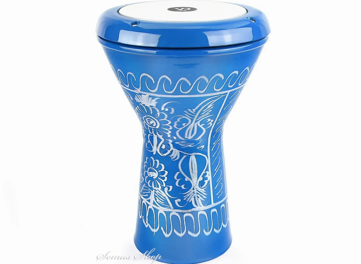 VD Vatan Darbuka - Tamburo orientale per bambini, in alluminio pressofuso inciso a mano, colore: Blu