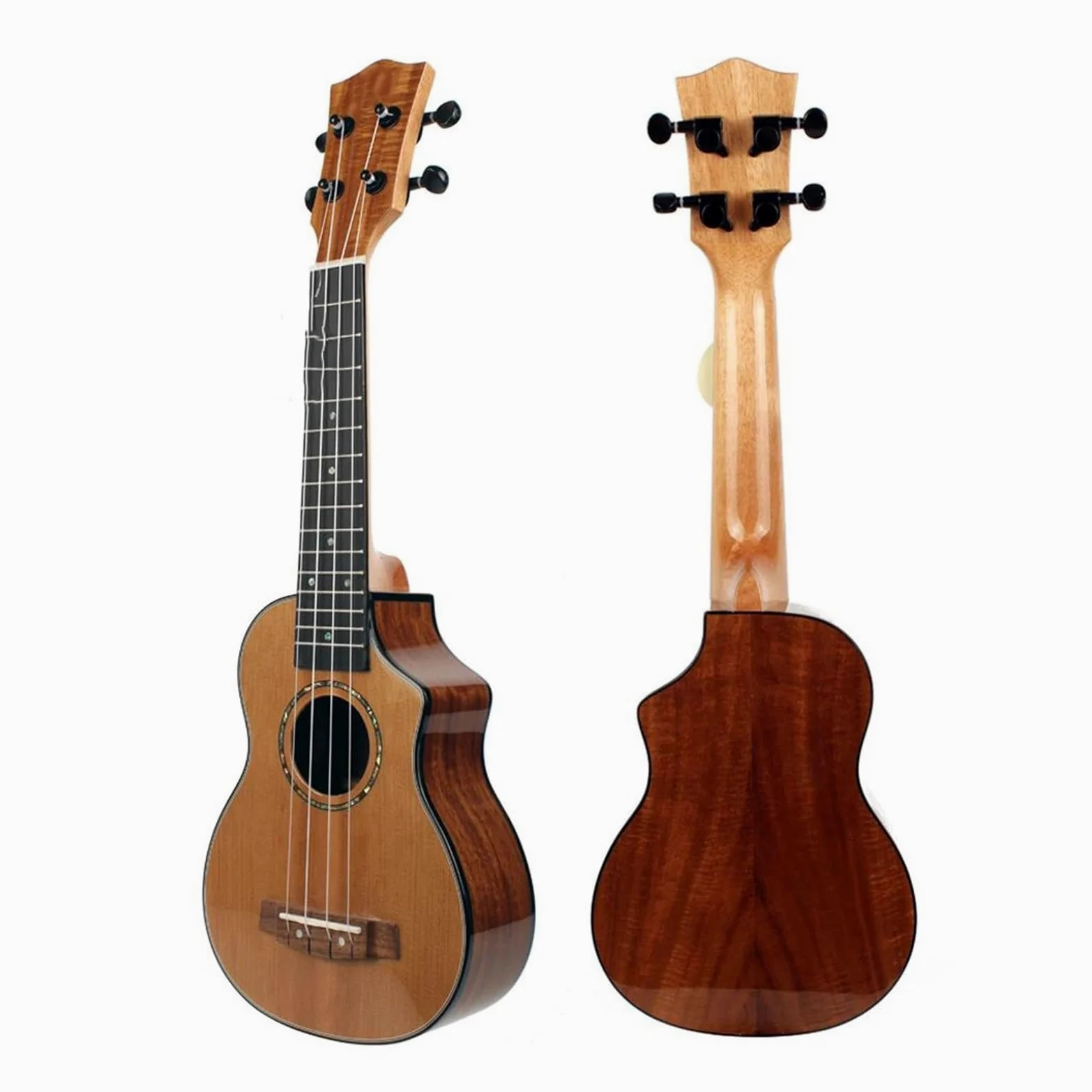 Ukulele Lucido A Spalla Mancante In Legno Massello Adatto Per L'uso Professionale Di Strumenti A Corda Ukulele