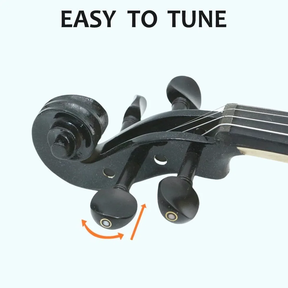 Yinfente Violino elettrico 4/4 Full Size Silenzioso 4 String Studente Principiante Violino Raccordi Ebano Con Caso Arco Spalla resto Cavo Extra String Accessori