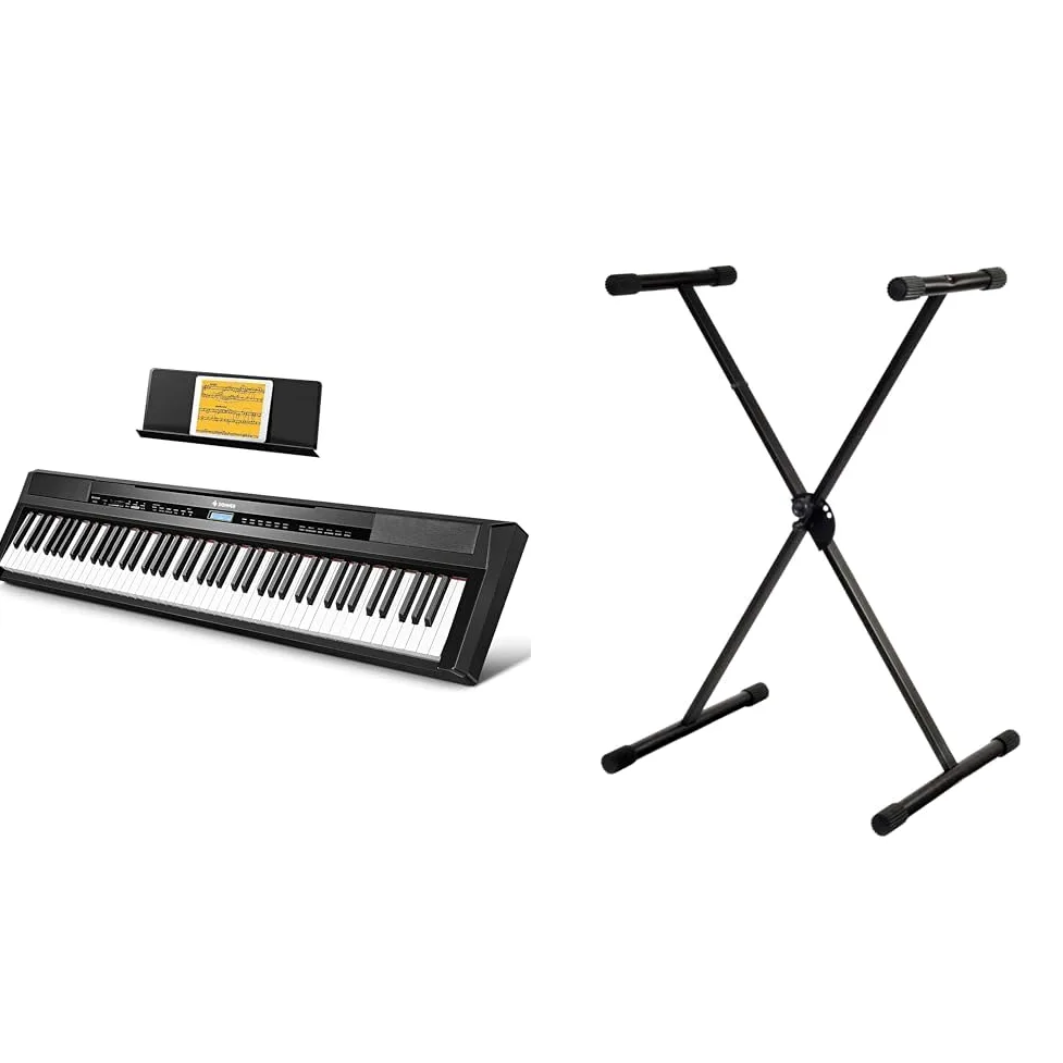 Donner Pianoforte Digitale, 88 Tasti Pesati, Pianoforte Elettrico Portatile con Pedale di Sustain & FX F900520 Stand per Tastiera