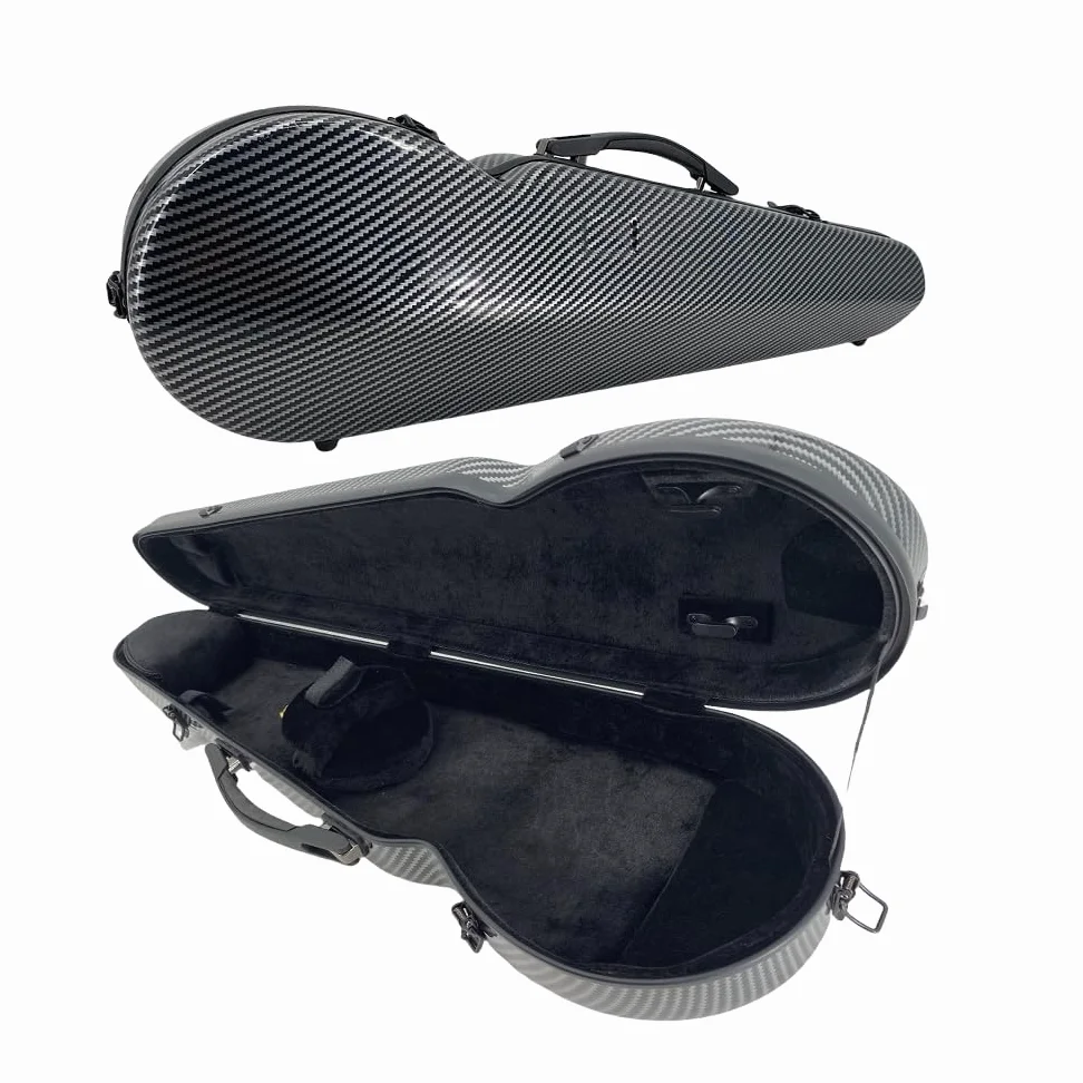 Custodia rigida per violino 4/4 in carbonio composito, da viaggio, imbottitura a sospensione, cinghie per zaino, struttura ultraleggera, protezione, impermeabile, durevole (nero)