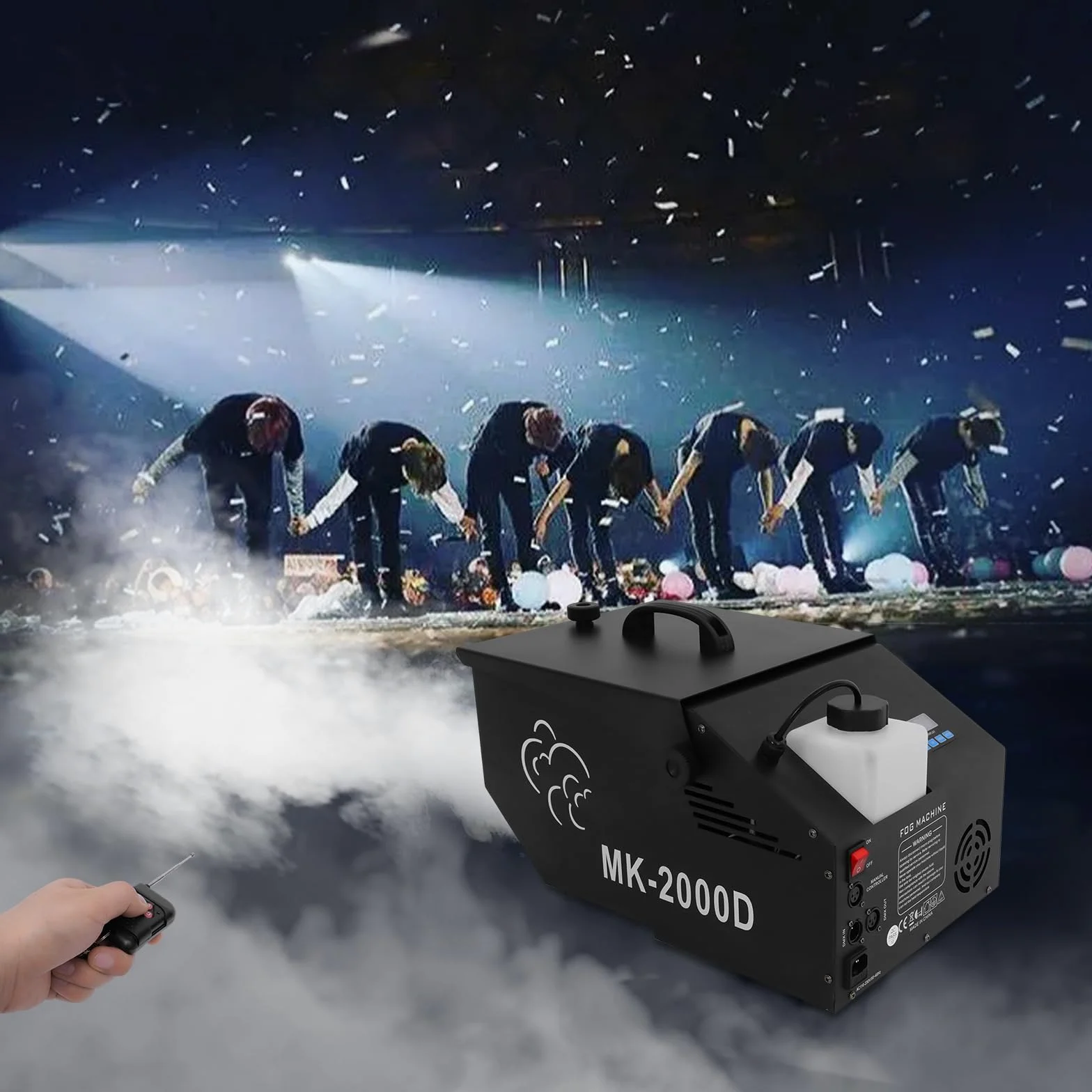 DMX - Macchina per fumo, 0,5 l, per palcoscenico, nebbia, 1200 W, con telecomando senza fili, per feste, Halloween, matrimoni, Natale, spettacoli