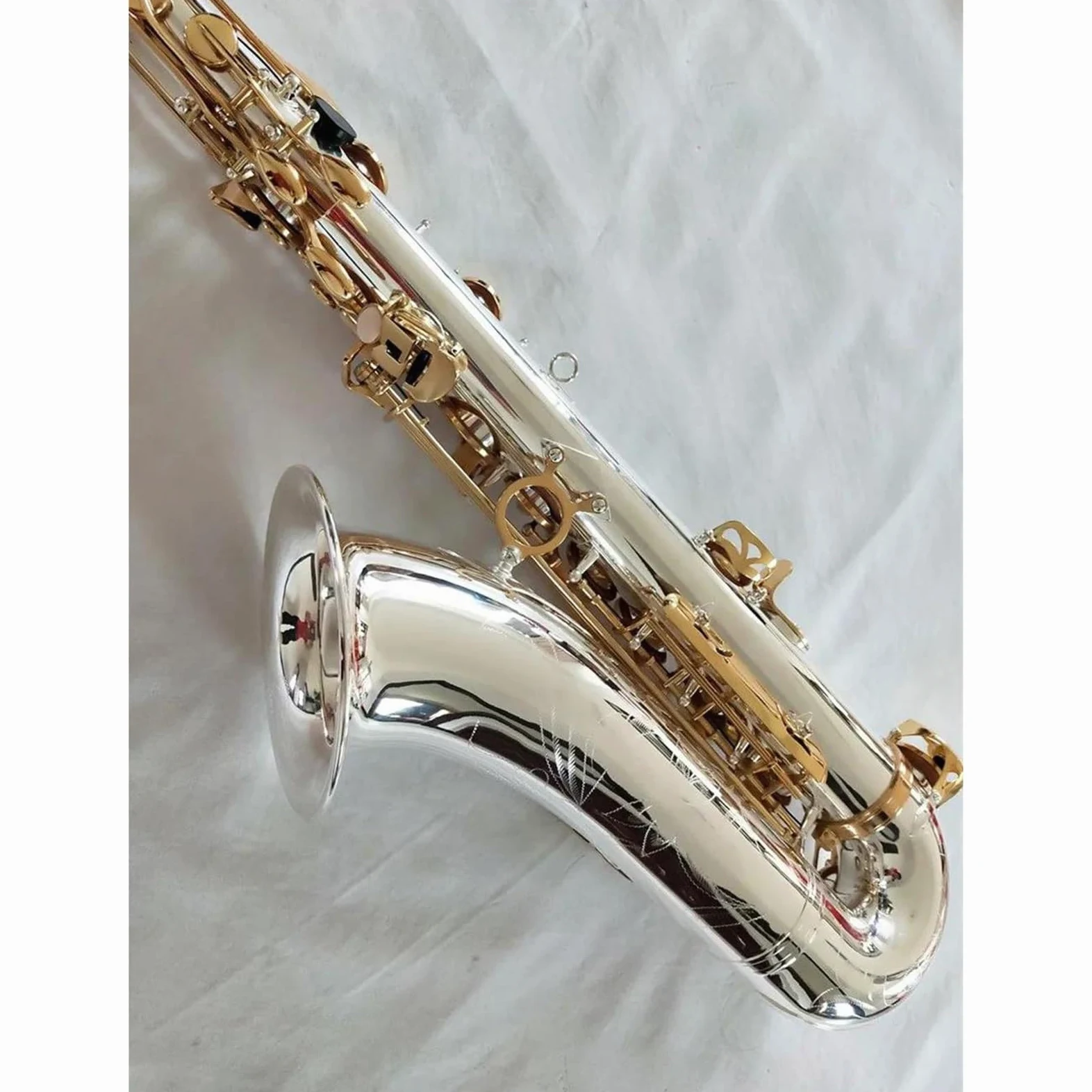Sassofono Tenore Placcato In Argento Con Chiave In Oro Professionale Super Play Sax Con Custodia
