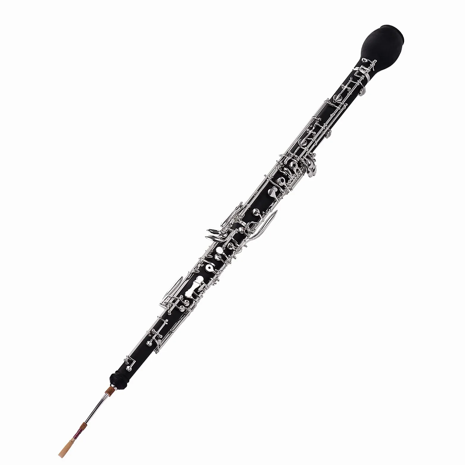 Strumento oboe Corno inglese professionale Alto Oboe Chiave F Corpo in legno sintetico Tasti placcati in argento Strumento a fiato con guanti ad ancia Custodia in tessuto per pulizia Mini caccia