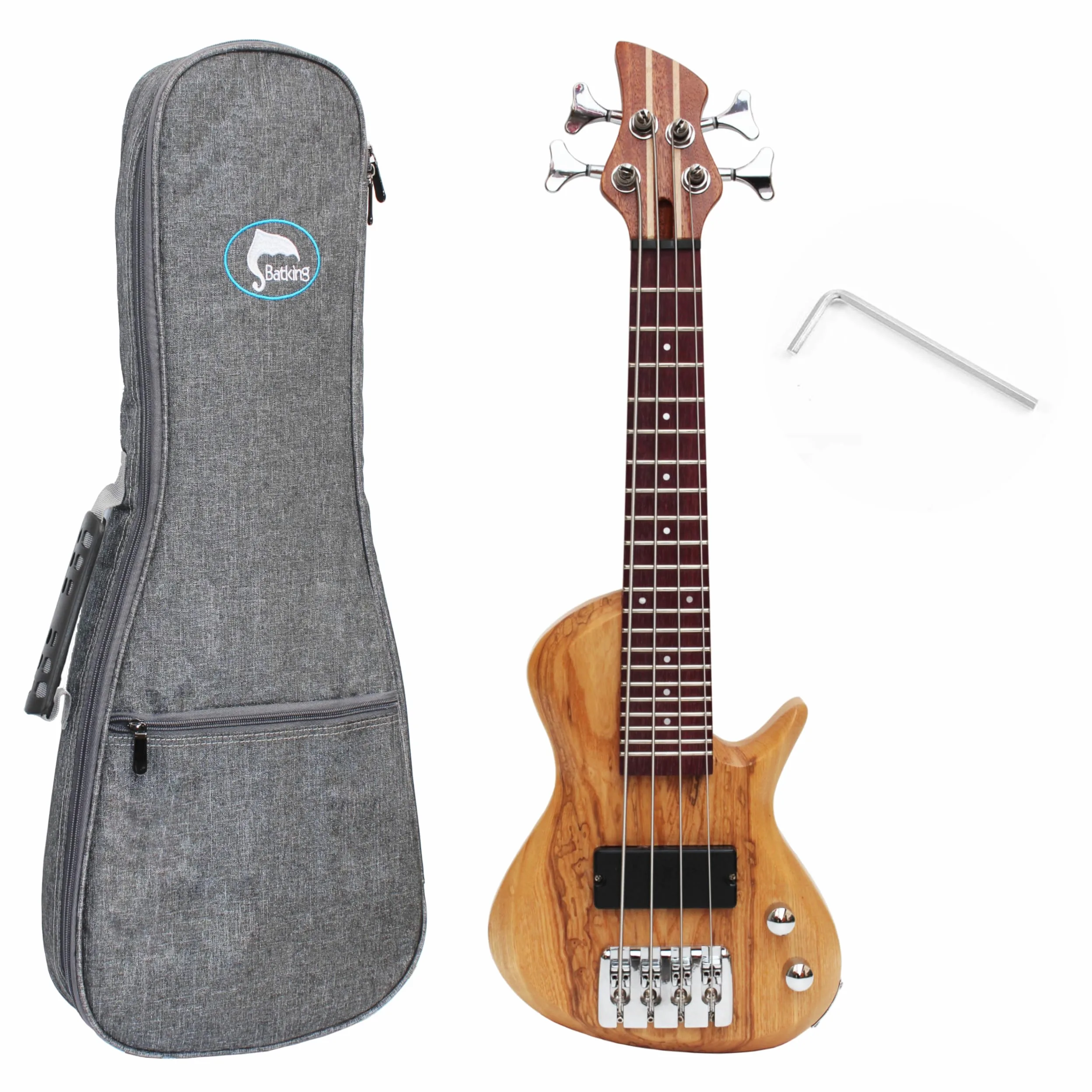 Batking Mini Basso Elettrico, Viaggio Ubass 4 Corde, Fretted Ukelele Basso con Gig bag