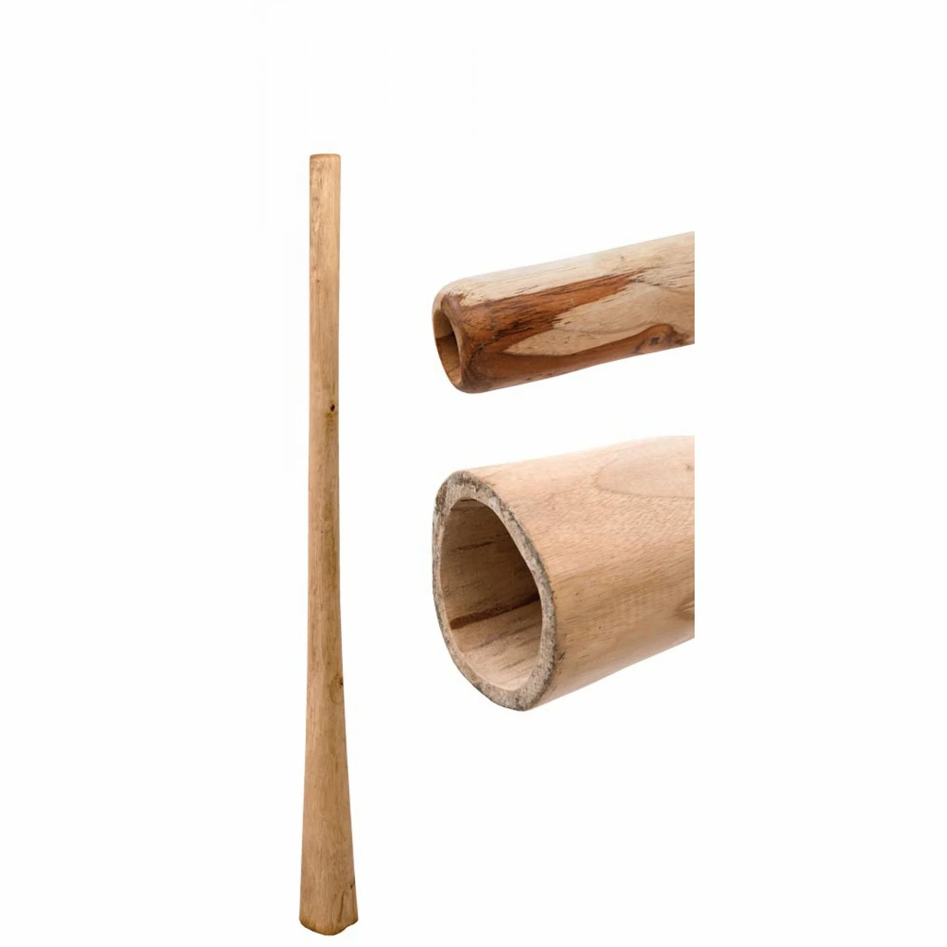 Terre, didgeridoo, in legno di teak naturale, dimensioni di 130 cm