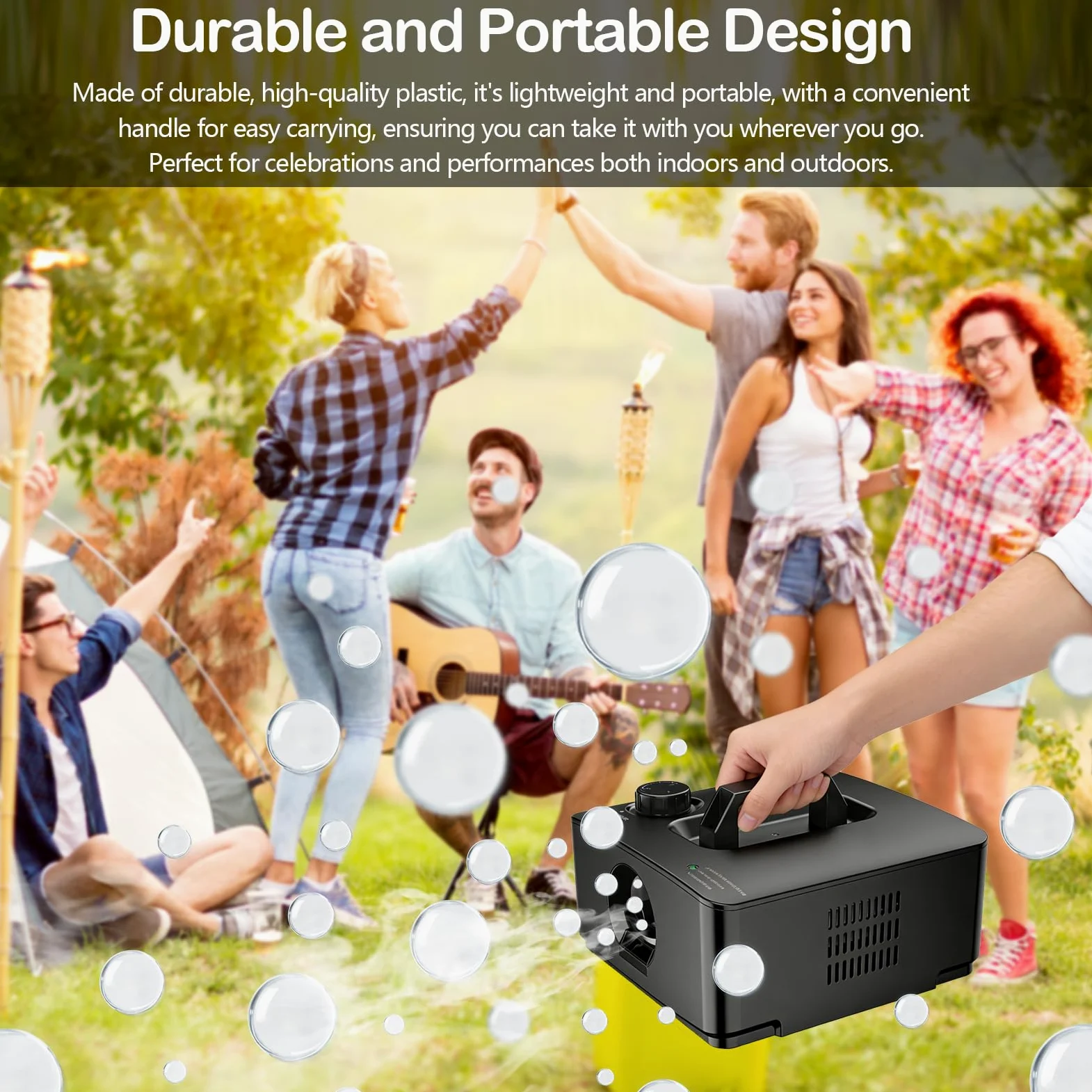 Nebelmaschine, Macchina Del Fumo 2 In 1 Con Bolle 400W, Macchina Bolle Di Fumo Portatile 27×25×16 Cm, Fog Bubble Machine Per DJ Festa Palco Matrimonio Halloween Natale Compleanno
