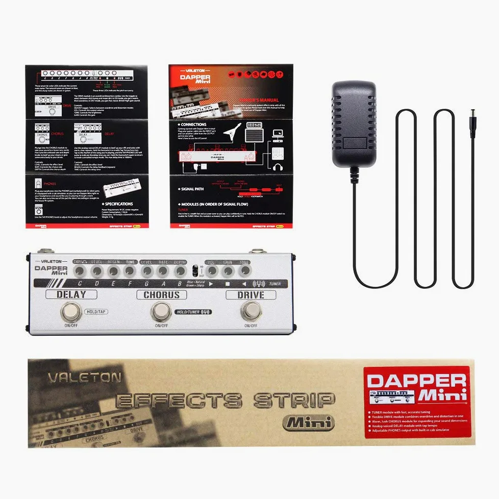 Valeton Dapper Mini Stage Session Gigging Gear Overdrive Distorsione Chorus Ritardo Chitarra Multi-Effetti Pedale
