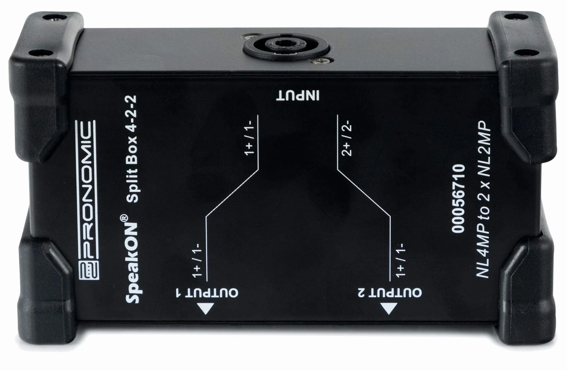 Pronomic Speakon Split Box 4-2-2 - Splitter/Merger per cavi Speakon - divide segnale 4 poli in 2x 2 poli - prese originali Neutrik - robusto telaio in acciaio - nero