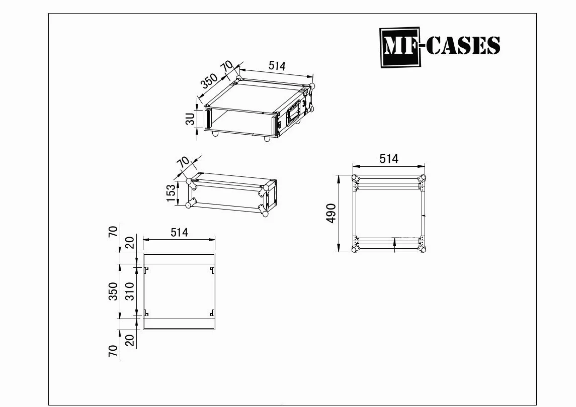 MF-Cases Traccia effettiva 35 cm, con chiusura a farfalla
