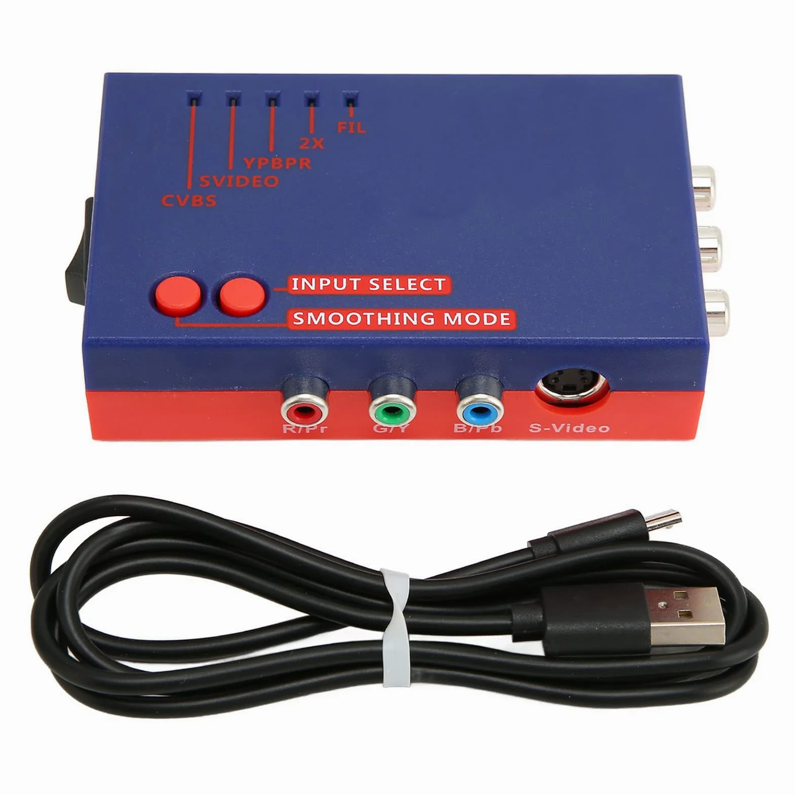 Convertitore RetroScaler2x, Dispositivo di Latenza 'interfaccia Multimediale da AV a HD con Uscita del Segnale 480p60 Reale, per Console di Gioco retrò N64 Dreamcast (Blu)