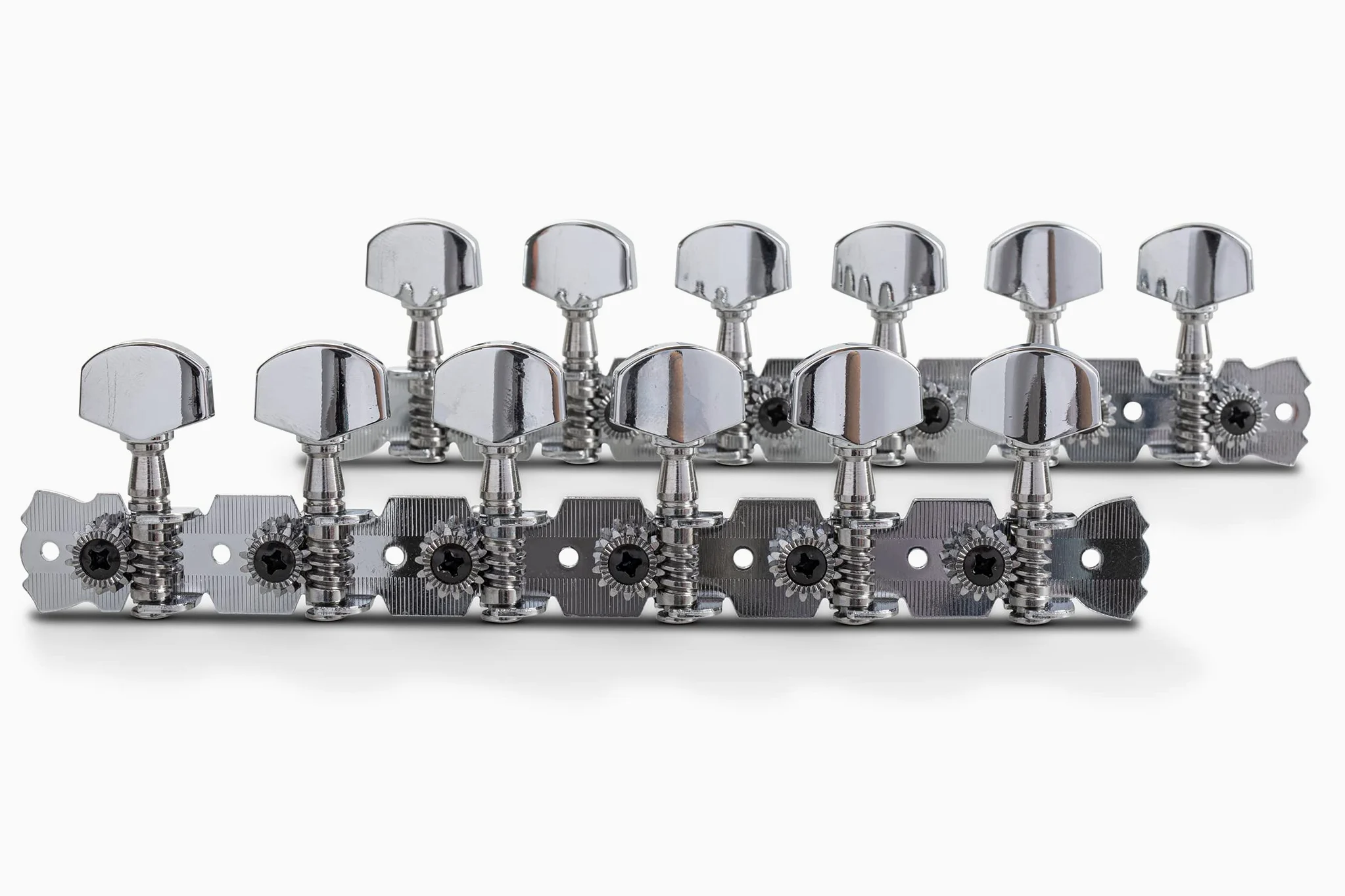 Gewa 545515 Meccanica Chitarra Acustica 12 Corde Set, Bottoni Metallici Nichelati