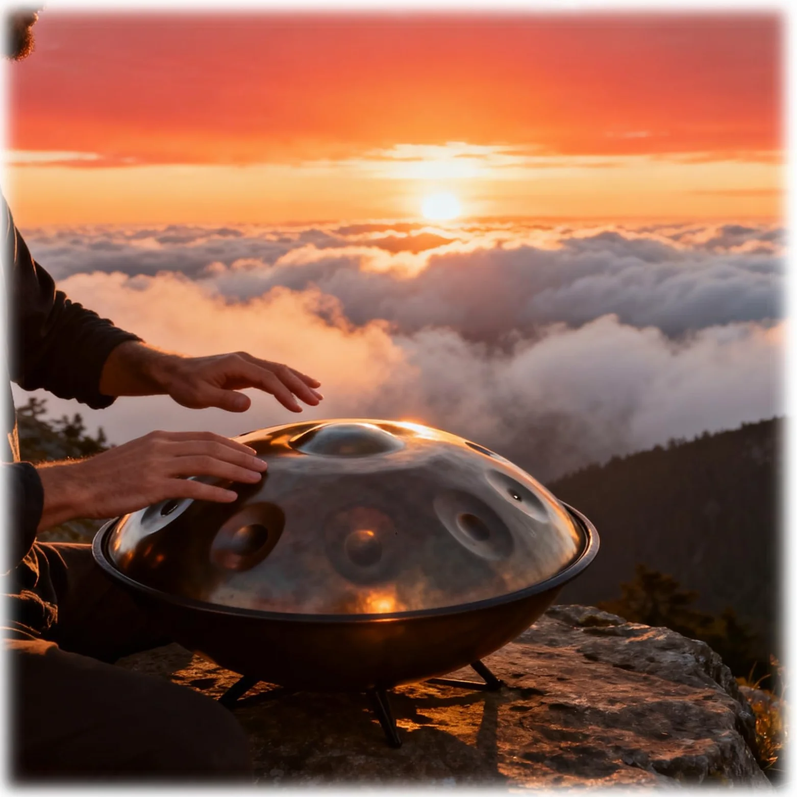 Handpan Strumento Musicale, 56cm 440 Hz 9/10/12 Note Tamburo In Acciaio Tongue Drum In Sol Minore Con Bacchette, Supporto Per Batteria, Borsa Per Meditazione Yoga(Nero,9)