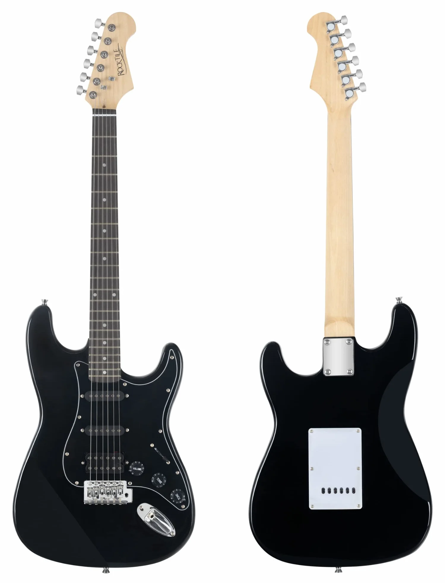 Set Chitarra Elettrica Rocktile Banger's Powerpack Black con Amplificatore | Chitarra Rocktile ST-Style, Finitura Nera, 1x Humbucker e 2x Single Coil Pickup, Selettore a 5 Vie, Leva Tremolo, 5 x 4 cm