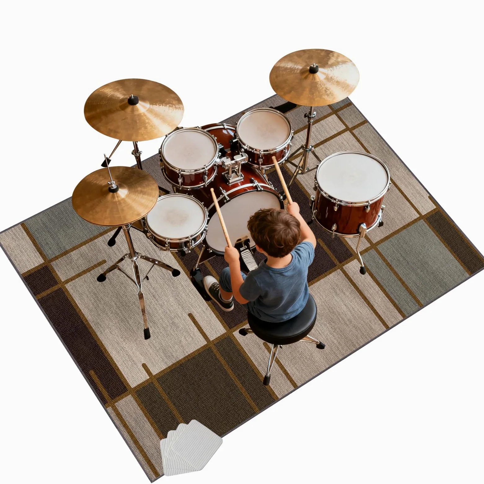 Tappeto Batteria Insonorizzato, Tappetino per Batteria Elettronica, Tappeti Antiscivolo 200 x 180 cm Tappetini Strumenti Musicali Drum Carpet per Rullante Grancassa Tamburo Jazz Batteria