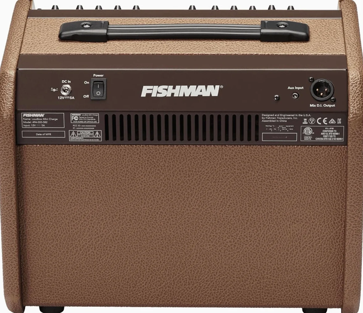 Fishman Loudbox Mini Charge da 60 W, Amplificatore per chitarra acustica Bluetooth a batteria, Marrone