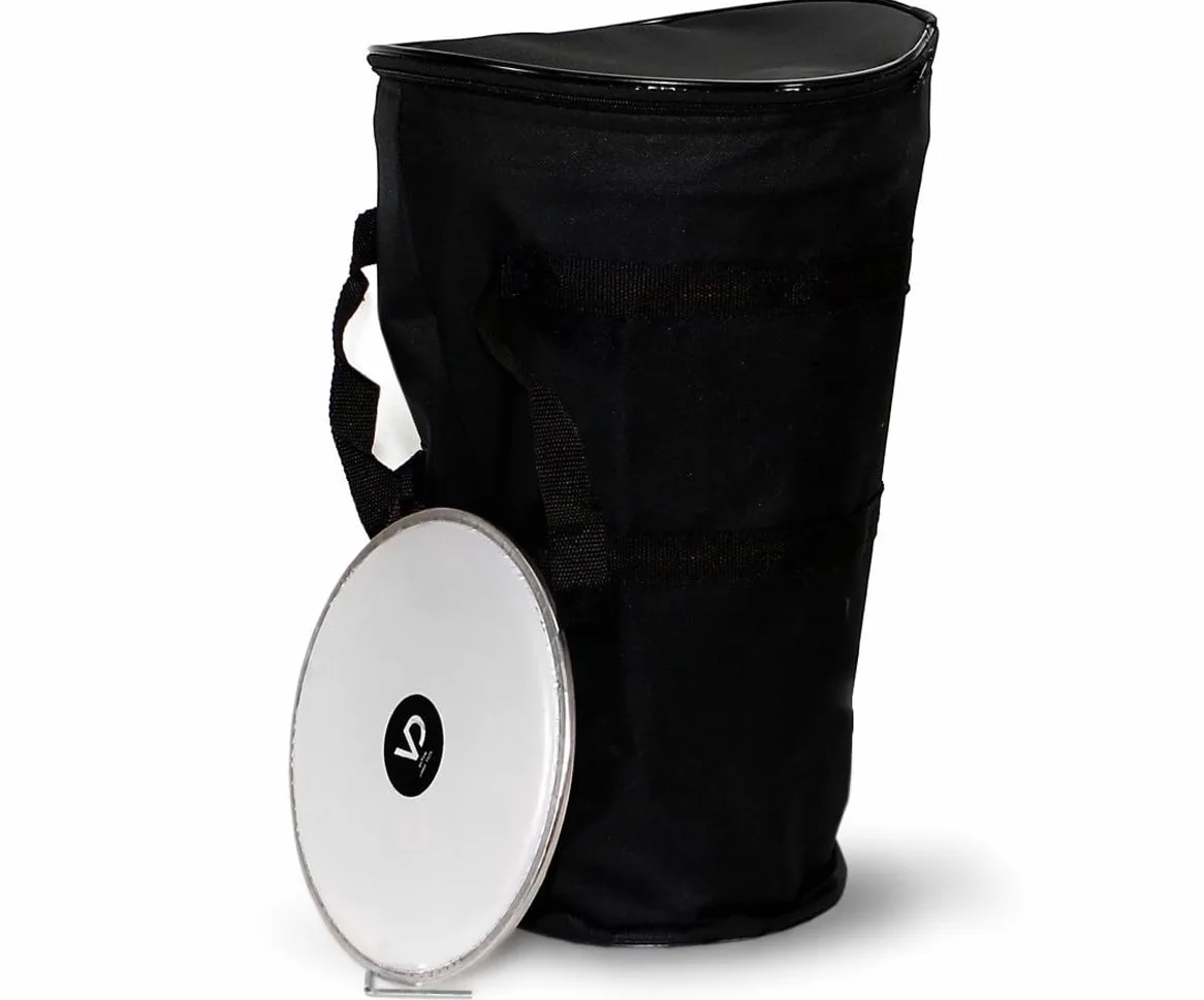Darbouka 3040-S-M - Tamburo orientale professionale in alluminio pressofuso con pelle di ricambio e borsa