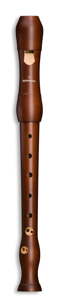 Mollenhauer 1042d - Flauto dolce soprano per studenti, modello barocco, con doppio foro, in legno di pero scuro trattato, borsa in cotone, panno di pulitura in lana, scatoletta con grasso per pulitura, tablatura e manuale di manutenzione [lingua tedesca]