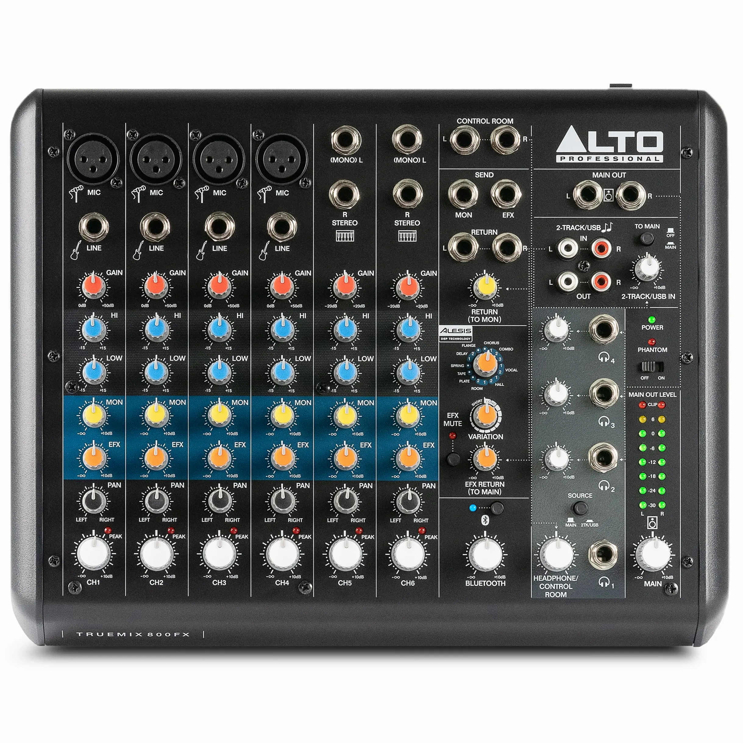 ALTO TrueMix 800FX - Mixer Audio Con 4 Ingressi XLR Microfonici, Interfaccia USB Audio e Bluetooth Per Podcast, Live, Registrazione, DJ, Mac e Windows