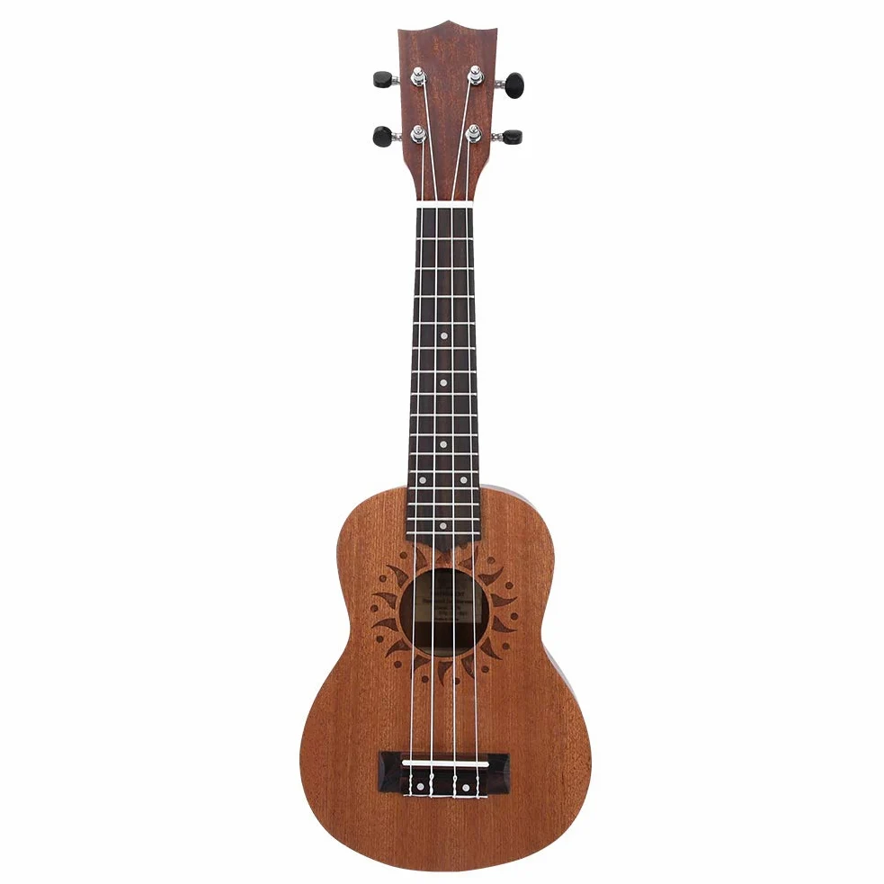 Ukulele Acustico da 21 Pollici, Set di Ukulele per Principianti Sapele con 1 Set di Corde e Capotasto, Strumento Musicale per Chitarra Hawaii a 4 Corde per Adulti Adolescenti(Girasole)