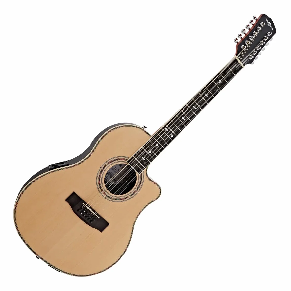 12 String Roundback Guitar by Gear4music Natural | Accordatore e controlli tono integrati, corpo ABS roundback per comfort e proiezione, suono iconico 12 corde