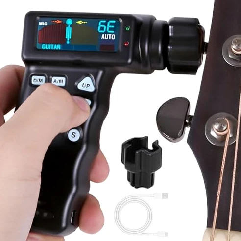 Accordatore elettronico automatico professionale con display LCD a colori, batteria al litio integrata da 2600 mAh, multifunzionale per chitarre e ukulele