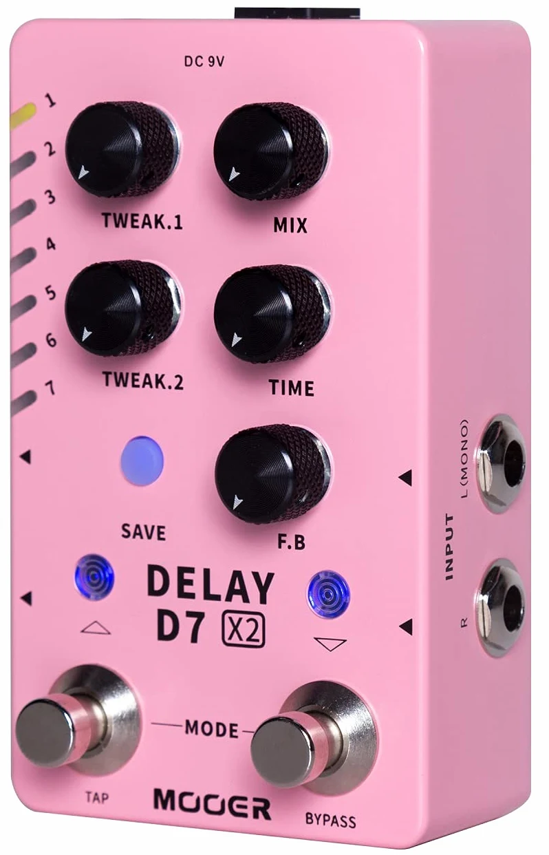MOOER D7 X2 Delay - Multi-Delay, rosa