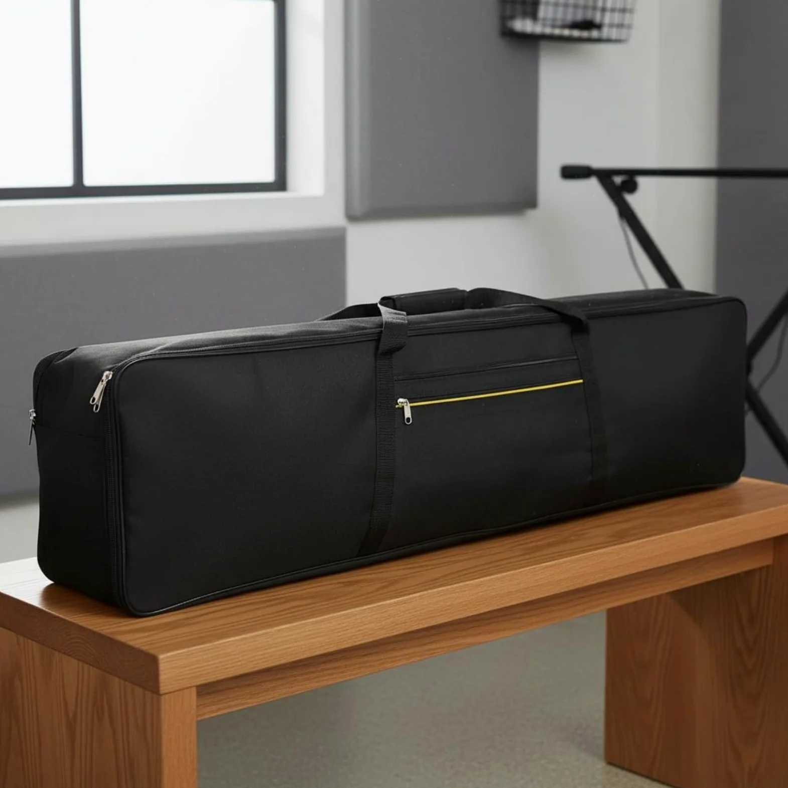 Custodia Tastiera Elettronica con Protezione Interna Maniglia Rinforzata Tasca Accessoria Tessuto Impermeabile Adatta per Trasporto Pianoforte, Standard