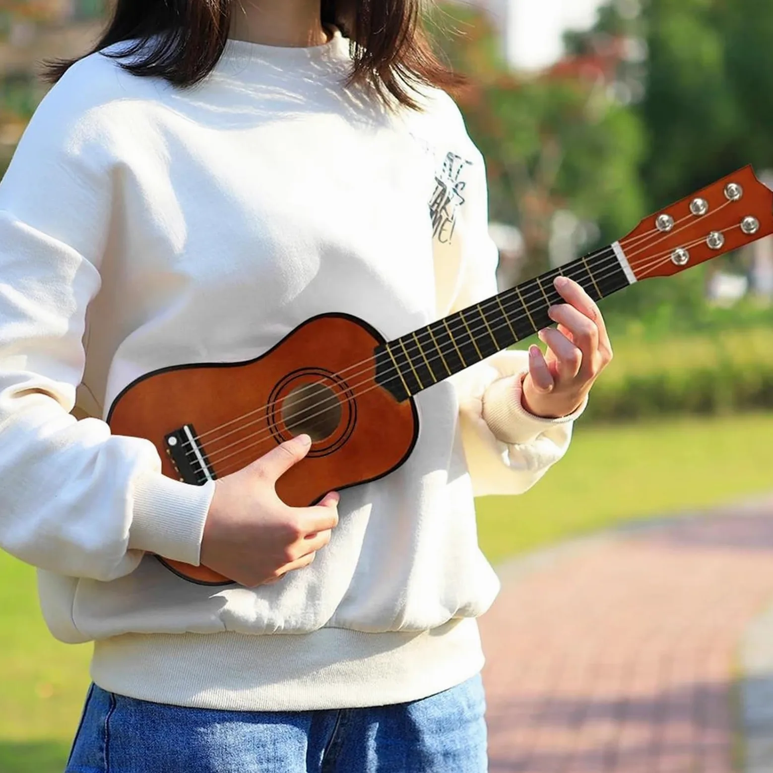 Ukulele per principianti 53,3 cm ukulele in tiglio 6 corde piccolo basso chitarra acustica strumenti musicali (marrone)
